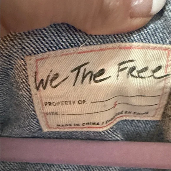 We The Free Blue Denim Jacket with Tan Sherpa Trim - Picture 2 of 10